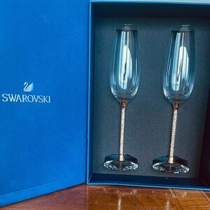Swarovski Crystal Flutes with Gold Accents